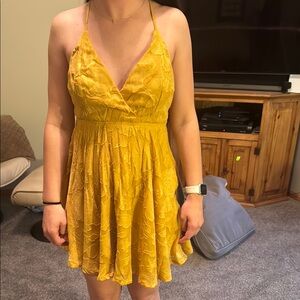 Lulu's Yellow Pleated Sundress for Wedding Guest